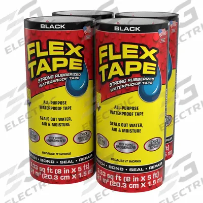 FLEX SEAL Roof Repair Tapes, Tools & Supplies: 8 in W, 5 ft L, 39 mil Thick, Black - Roof Tapes