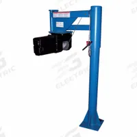 VESTIL Davit Crane: Steel, Electric, 400 lb Max. Load Capacity, 3.3 ft to 3 ft, Pedestal (MPN VAN-J-DC). Key specifications — Material: Steel; Brand: VESTIL; Included Base Type: Pedestal; Body Material: Steel.