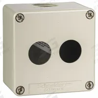 SCHNEIDER ELECTRIC Control Station Enclosure: 22mm, 2 Holes, Cast Zinc, NEMA 13/4 (MPN XAPG19702). Key specifications — Brand: SCHNEIDER; Environments & Applications: Oil-Tight and Dust-Tight.
