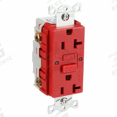 HUBBELL GFCI Receptacle: Duplex, 5-20, Red, GFCI, 125V AC, 20 A, 2 Pole / 3 Wire (MPN GFRWR20R) - General Purpose Receptacles
