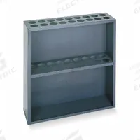 DURHAM MFG Threaded Rod Rack: Standalone, 24 in x 6 7/8 in x 24 in, 18 Bays, Gray, Vertical (MPN 367-95). Key specifications — Rack Configuration: Standalone; Usable Bay Dimensions WxD: 2-1/16 in x 2-1/16 in; Orientation: Vertical; Color: Gray; Brand: DURHAM MFG.