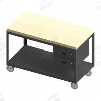 DURHAM MFG Workbench: Fixed Ht, Butcher Block, 60 in x 30 in, 1,200 lb Overall Load Capacity (MPN HMT-3060-2-MT-2DR-95). Key specifications — Assembly: Fully Assembled; Wheel Material: Polyurethane; Frame Material Finish: Powder Coated; Mobility: Casters; Height Adjustability: Fixed Height; Frame Construction: Welded Only; Brand: DURHAM MFG; Caster Mount Type: Plate.