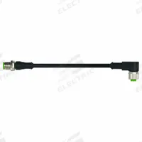 Cordset: M12 Male Straight X M12 Female Right Angle, 4 Pins, Black, PUR, 0.6 m Cable Lg (MPN 7000-40121-6340060). Key specifications — Cable Jacket Color: Black; End 1 Gender: Male; End 1 Mounting Orientation: Straight; End 2 Gender: Female; End 2 Mounting Orientation: Right Angle; End 2 Connection Type: M12; IP Rating: IP67; Brand: MURRELEKTRONIK.
