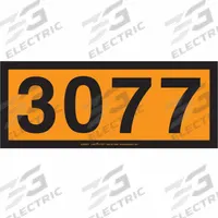 LABELMASTER Orange Panel Placard: 3077, 6 5/16 in x 15 3/4 in, 6 5/16 in Label Ht, Vinyl, 25 PK (MPN ZOPP3077). Key specifications — Brand: LABELMASTER; Message: 3077.