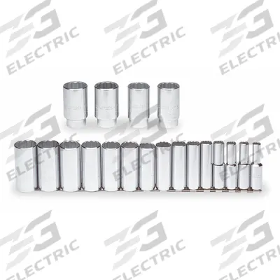 PROTO Socket Set: 1/2 in Drive, 19 Piece, 12-Point, SAE - SAE & Metric Socket Sets