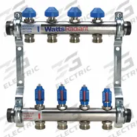 WATTS RADIANT Pipe Manifold Fitting: MBSPP x MBSPP, Stainless Steel, 1 in MBSPP, 1 in MBSPP (MPN D3803004SS). Key specifications — Material: Stainless Steel; Brand: WATTS RADIANT.