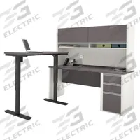 BESTAR Office Furniture Kit with Fixed- and Adjustable-Height Desks: Slate, 71 1/8 in Overall Wd (MPN 93886-59). Key specifications — Color: Slate; Material: Particle Board; Product Material: Laminate Particle Board.