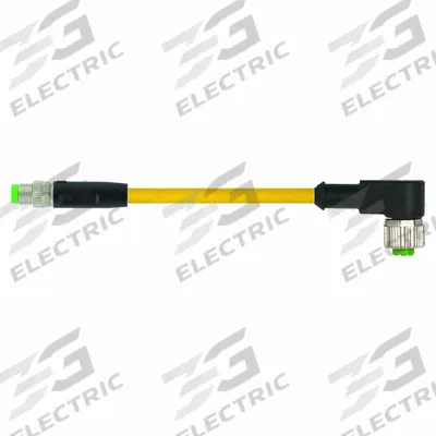 MURRELEKTRONIK Cordset: M8 Male Straight X M12 Female Straight, PUR, Yellow - M12 x M8 Cordsets with PUR Jacket for Twisting Applications