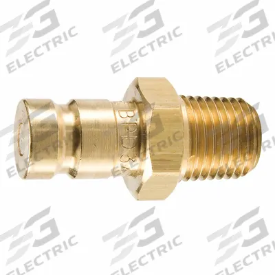 PARKER Nipple: 1/8 in, 1/8"-27 Thread Size, Male NPTF, NPTF, Brass - PD Series Hydraulic Quick-Connect Coupling Plugs