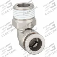 SMC Push-Fit Elbow Fitting: 10 mm OD x 3/8 in OD Size, Push-to-Connect x BSPT, Stainless Steel (MPN KQG2L10-03S). Key specifications — Brand: SMC; Thread Size A: 3/8".