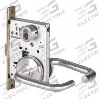 BEST Door Lockset: Office Lever Locksets, Chrome, ADA Compliant, Interchangeable Core (MPN 45H7T3H626RHRB). Key specifications — attr1024149: Not Ligature-Resistant; attr1011488: BEST; attr1024446: F13; attr1011524: No Message; attr1011506: 40H Rose; attr1011485: Yes; attr1059461: Satin Chromium-Plated : Stainless Steel.