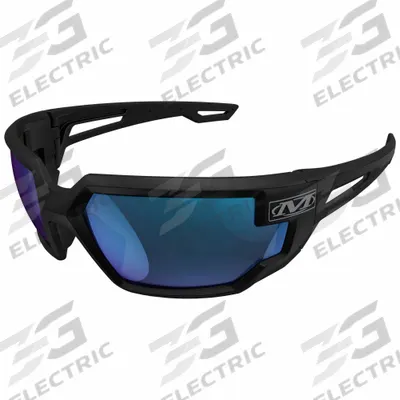 MECHANIX WEAR Safety Glasses: Blue Lens, Full-Frame, Metal Detectable, Black Frame - Padded Comfort-Fit Safety Glasses