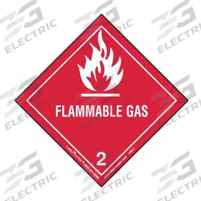 LABELMASTER Container Label: Flammable Gas, 3 15/16 in x 3 15/16 in, 3 15/16 in Label Ht - Class 2: Gases