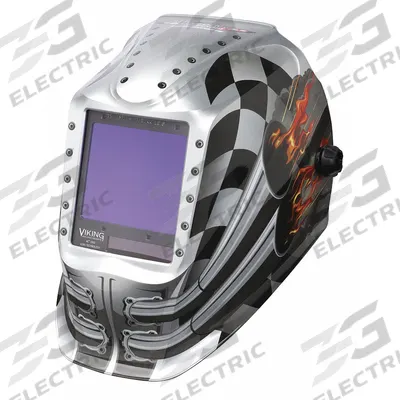 LINCOLN ELECTRIC Welding Helmet: Auto-Darkening, 4 Arc Sensors, Black/Silver, Motorhead - Auto-Darkening Welding Helmets - Graphic