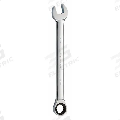 WESTWARD Combination Wrench: Alloy Steel, Chrome, 46 mm Head Size, 25 3/8 in Overall Lg - Metric 12-Point Ratcheting Combination Wrenches