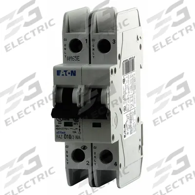 EATON IEC Miniature Circuit Breaker: 13 A Amps, 48/96V DC, 14kA at 277/480V AC, Screw Clamp - D-Curve, 2-Pole UL489 DIN Rail-Mount Miniature Circuit Breakers