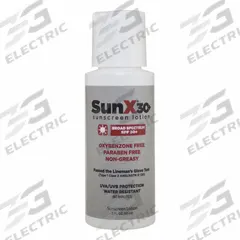 SUNX Sunscreen: 30 SPF, Gel, 25.36 oz (MPN 18-923G). Key specifications — Unitized: Unitized; Manufacturer Part Number: 18-923G; Format: Gel; Purpose: Sunscreen; Brand: SUNX; Formula Features: PABA Free; Unit Package Type: Single-Use Dispensers; Active Ingredient: Aloe Vera.