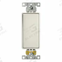 LEVITON Wall Switch: Rocker Switch, 3-Way, Maintained, Light Almond, 120/277V AC, 20 A (MPN M5623-T). Key specifications — Illuminated: No; Voltage Rating: 120/277V AC.