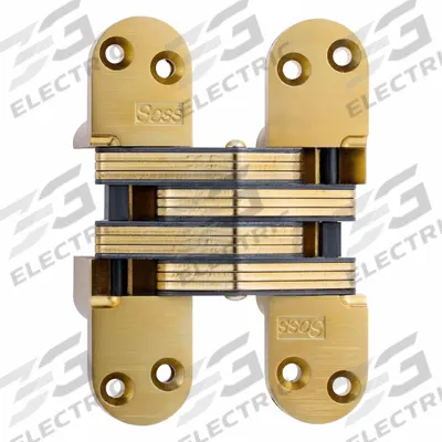 SOSS Concealed Hinge: Brass, 5 1/2 in Leaf Ht, 1 3/8 in Leaf Wd - Full Mortise-Mount Concealed Hinges