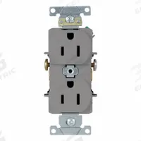 LEVITON Duplex Receptacle/Outlet, 15 Amp: Duplex, 5-15, Gray, 125V AC, 15 A, 2 Pole / 3 Wire (MPN 5242-GY)