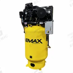 EMAX Electric Air Compressor: 15 hp, 2 Stage, Vertical, 120 gal, 52 cfm, 175 psi, 460V, Auto (MPN ESP15V120Y3-460). Key specifications — attr1395880: Auto; attr48430: EMAX; attr48448: Belt Tensioner; attr48450: 460V; attr48474: Three; attr48487: Vertical.