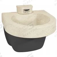 BRADLEY Wash Fountain: Sand, Terreon®, D-Shape, 21 1/4 in Overall Wd, Std Drain, 1 Stations (MPN S93-726). Key specifications — Bowl Shape: D-Shape; Drain Type: Standard; Color: Sand; Brand: BRADLEY; Series: SafeCare; Sink Material: Terreon®; ADA Compliant: ADA Compliant.