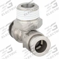 SMC Push-Fit Tee Fitting: 3/8 in OD x 3/8 in OD x 3/8 in Pipe x 3/8 in Pipe Size, Stainless Steel (MPN KQG2T11-N03S). Key specifications — Brand: SMC.