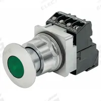 SIEMENS Mushroom Head Push Button: Illuminated, Mushroom Head Profile, Metallic, 30 mm, 1NO/1NC (MPN 52PP2E3A). Key specifications — Brand: SIEMENS; Action: Maintained; Series: Class 52; Push Button Material Type: Metallic.