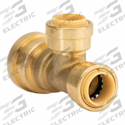 APPROVED VENDOR Reducing Tee: 3/4 in OD x 1/2 in OD x 1/2 in OD Size, Brass - Standard Brass Push-to-Connect Tube Fittings