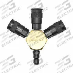 INTERSTATE PNEUMATICS Pipe Manifold Fitting: Inline, Hex, Aluminum, 3/8 in Quick-Disconnect Insert (MPN FPM44R-KA6). Key specifications — Material: Aluminum; Brand: INTERSTATE PNEUMATICS; Specific Fitting Shape: Hex.