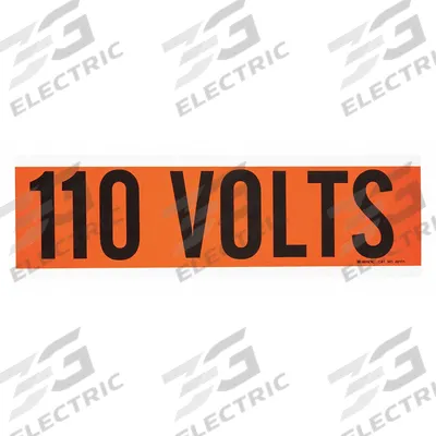BRADY Conduit and Voltage Markers: 9 in Label Wd, 2 1/4 in Label Ht, 110 Volts - Self-Stick Vinyl Conduit and Voltage Markers