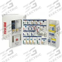 FIRST AID ONLY First Aid Kit and Housing: 290 Components, ANSI/ISEA Z308.1-2021, Type I/II, Class A (MPN 90659-021). Key specifications — ANSI Standard Met: ANSI/ISEA Z308.1-2021; Adhesive Bandages Included: (50) Metal Detectable Bandages; Oral and Inhalant Medicinals Included: (20) Non-Aspirin Pain Relievers; Topical Medicinals Included: (20) Alcohol Wipes; Wound Dressings Included: Triangular Bandage; Unitized: Unitized.