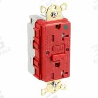 HUBBELL GFCI Receptacle: Hospital Grade, Decorator Duplex, 5-20R, Red, GFCI, 125V AC, 20 A (MPN SNAPGFTW83R)