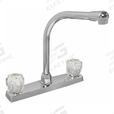 DOMINION FAUCETS Straight Kitchen Faucet: Silver, Cast Brass, Centerset, Deck - Centerset Kitchen Faucets