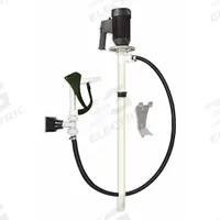 DAYTON Electric Drum Pump: Pump with Hose & Nozzle, 1 1/10 hp HP, 220 V AC, 13 gpm, PVDF, PVDF (MPN 1DLR6). Key specifications — Brand: DAYTON; Suction Tube Material: PVDF.