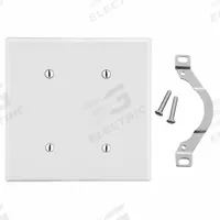 HUBBELL Wall Plate: Blank, 2 Gang, White, Std Size (MPN P24W). Key specifications — Brand: HUBBELL; Material: Polycarbonate.
