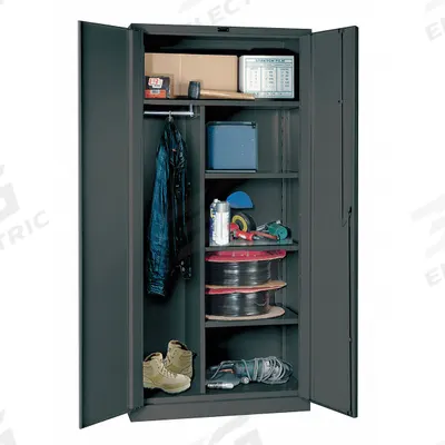 HALLOWELL Storage Cabinet: 36 in x 24 in x 78 in, 4 Shelves, Swing Handle & Padlock Hasp - Industrial Combination Cabinets