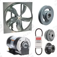 Exhaust Fan with Drive Package: Belt Drive, 20 in Blade, 3/4 hp, 6,348 cfm, 115/208-230V AC, 1 ph (MPN 7AD64). Key specifications — Frame Finish: Zinc Plated; Assembled: Unassembled; Brand: DAYTON; Nameplate Voltage: 115/208-230V AC; Frame Material: Steel; Guard Type: None; Motor Insulation: Class F; Motor Enclosure: Open Dripproof.