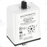 MACROMATIC Single Function Time Delay Relay: Socket Mounted, 24V AC/DC, 10 A, 8 Pins/Terminals (MPN TR-50528-08). Key specifications — Brand: MACROMATIC.