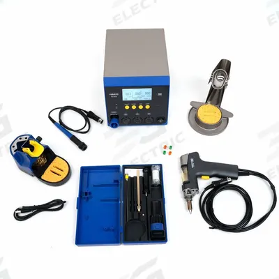 HAKKO Rework Solder/Desolder Station: 3 Channel, 400 W - Combination Soldering, Desoldering & Hot Air Rework Stations