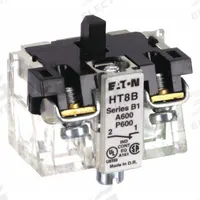 EATON Contact Block: 30 mm Panel Mounting Size, 1NC, Momentary, HT800 Series, Screw Clamp Terminals (MPN HT8B). Key specifications — Switch Action: Momentary; Terminal Connection Type: Screw Clamp Terminals; Brand: EATON; Compatible with Series: HT800.