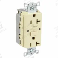 HUBBELL GFCI Receptacle: Decorator Duplex, 5-20, Ivory, GFCI, 125V AC, 20 A, 2 Pole / 3 Wire (MPN SNAPGF20I)