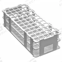 Tube Rack: 4 1/8 in Overall Wd, 2 1/2 in Overall Ht, 9 3/4 in Overall Lg, Polypropylene, White (MPN F18745-0001). Key specifications — Material: Polypropylene; Mounting Location: Benchtop; Color: White; Product Type: Test Tube Rack; Total Holding Capacity: (60) Places; Brand: SP SCIENCEWARE.