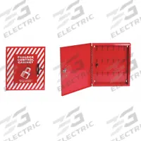 BRADY Lockout Cabinet: 2 Components Included, Lockout Station, No Padlocks, (2) Keys Lockout Station (MPN LR018E). Key specifications — Visibility Inside: None; Station Type: Lockout Station; Mounting Location: Wall; Portable: No; Material: Steel; Cover Type: Closed; Filled: No; Includes: (2) Keys.