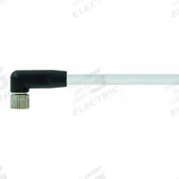 Cordset: M8 Female Right Angle X Bare Wire, 4 Pins, Gray, PVC, 15 m Cable Lg, 24 AWG Wire Size (MPN 7000-08101-2111500). Key specifications — Cable Jacket Color: Gray; End 1 Mounting Orientation: Right Angle; End 1 Gender: Female; End 1 Connection Type: M8; Cable Jacket Material: PVC; Brand: MURRELEKTRONIK; IP Rating: IP67; End 2 Connection Type: Bare Wire.