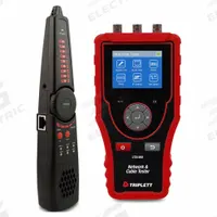 TRIPLETT Cable Tester: Alligator Clips, Data Safe Monitor, LCD, Audible/Visual, Light/Sound (MPN CTX1200). Key specifications — Waterproof: No; Brand: TRIPLETT; Data Safe Monitor: Yes.