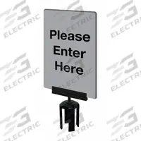 TENSABARRIER Acrylic Sign: Gray, Please Enter Here Message, 11 in Overall Lg, 7 in Overall Wd (MPN S01-P-36-7X11-V-HDSB-1701-33). Key specifications — Brand: TENSABARRIER; Color: Gray; Includes: Mounting Adapter; Message: Please Enter Here; For Use With: Tensabarrier Posts; Material: Acrylic.