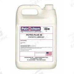 PETROCHEM Compressor Oil: 1 gal, Jug, 15 SAE Grade, 46 ISO Viscosity Grade, 126 Viscosity Index (MPN PETRO-PLUS 46-001). Key specifications — attr59744: 126; attr59746: 46; attr59736: No; attr59735: Jug; attr59738: Petro-Plus 46; attr59749: 15.