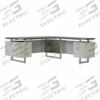 MIRELLA L-Shaped Office Desk: Silver, 72 in Overall Wd, 78 in Overall Dp, Stone Gray (MPN MRLSBF7236SGY). Key specifications — Color: Silver; Desktop Color: Stone Gray; Material: Steel.