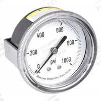 APPROVED VENDOR Panel-Mount Pressure Gauge: U-Clamp, 0 psi to 1,000 psi, 2 1/2 in Dial, Center Back (MPN 4CFA5). Key specifications — Accuracy: ±3-2-3%; Brand: APPROVED VENDOR; Vibration Resistance Properties: None; Gauge Wetted Parts: Brass / Bronze.